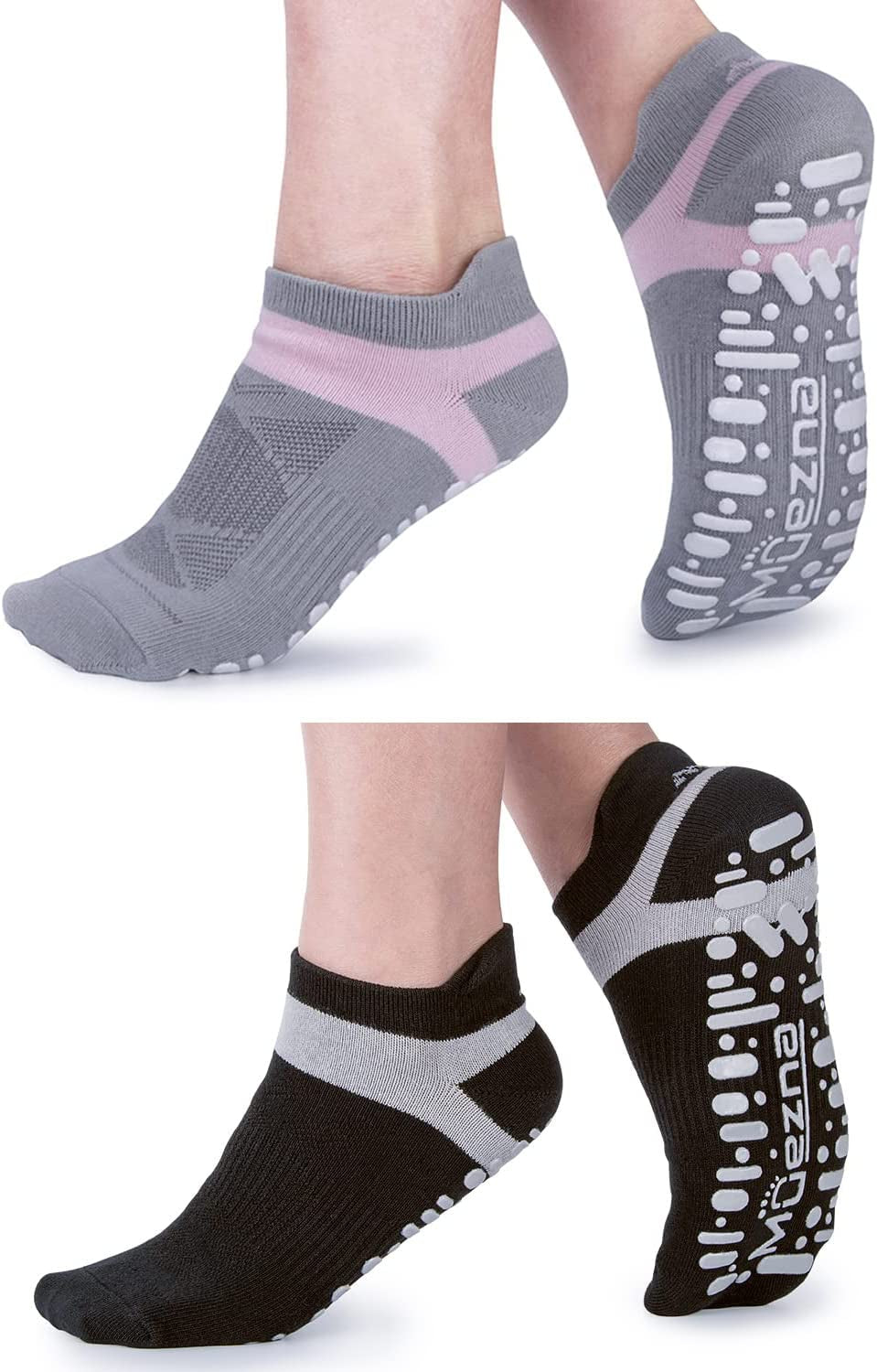 Women's Non-Slip Yoga Socks – Anti-Skid Pilates & Barre Grips (Sizes 5-10)